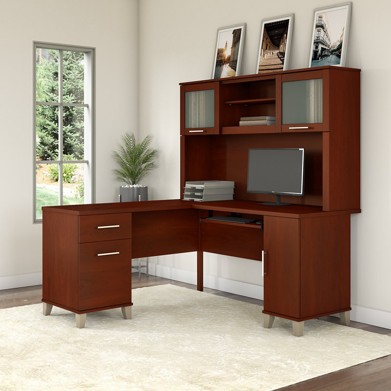 Latitude Run® Kittle Reversible LShape Executive Desk with Hutch